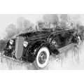 WANDBILD OLDTIMER IN SCHWARZ-WEISS - SCHWARZ-WEISSE BILDER - BILDER