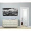 CANVAS PRINT BLACK AND WHITE ROAD IN THE DESERT - BLACK AND WHITE PICTURES - PICTURES