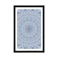 PLAKAT S PASPARTUJEM OKRASNA MANDALA Z DETAJLI V MODRI BARVI - FENG SHUI - PLAKATI