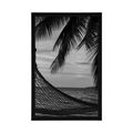 POSTER HAMMOCK ON THE BEACH IN BLACK AND WHITE - BLACK AND WHITE - POSTERS