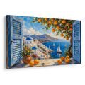 WANDBILD KÜSTE VON SANTORINI MIT ORANGEN - BILDER MEER UND STRAND - BILDER