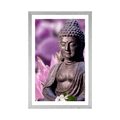 POSTER MIT PASSEPARTOUT FRIEDLICHER BUDDHA - FENG SHUI - POSTER