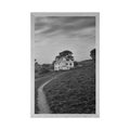 POSTER HOUSE ON A CLIFF IN BLACK AND WHITE - BLACK AND WHITE - POSTERS