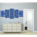 5-PIECE CANVAS PRINT ORNAMENTAL MANDALA WITH LACE IN BLUE - PICTURES FENG SHUI{% if product.category.pathNames[0] != product.category.name %} - PICTURES{% endif %}