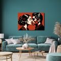 WANDBILD LEIDENSCHAFTLICHER KUSS IN ROT - BILDER MIT LIEBESMOTIVEN - BILDER