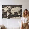 DECORATIVE PINBOARD MAP ON A WOODEN BACKGROUND - PICTURES ON CORK - PICTURES