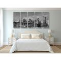 5-PIECE CANVAS PRINT ENCHANTING BROOKLYN BRIDGE IN BLACK AND WHITE - PICTURES OF CITIES - PICTURES