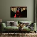 WANDBILD UNHEIMLICHER SCHREI IN ROTER KAPUZE - HALLOWEEN- UND HORROR-BILDER - BILDER
