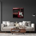 SLIKA CRVENA GITARA ISPRED AUTOMOBILA - GLAZBENE SLIKE - SLIKE
