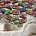 SELBSTKLEBENDE TAPETE RETRO BUNTE KASSETTEN - MUSIK FOTOTAPETEN - TAPETEN