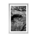 POSTER WITH MOUNT SURREALISTIC TREES IN BLACK AND WHITE - BLACK AND WHITE - POSTERS