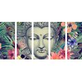 TABLOU 5-PIESE BUDDHA PE FUNDALUL EXOTIC - TABLOURI FENG SHUI - TABLOURI