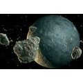 CANVAS PRINT METEORITES AROUND THE PLANET - PICTURES OF SPACE AND STARS - PICTURES