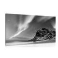 CANVAS PRINT NORTHERN LIGHTS IN NORWAY IN BLACK AND WHITE - BLACK AND WHITE PICTURES - PICTURES