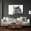 WANDBILD SCHWARZ-WEISSES EULENPORTRÄT - BILDER VON VÖGELN - BILDER