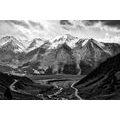 CANVAS PRINT BEAUTIFUL MOUNTAIN PANORAMA IN BLACK AND WHITE - BLACK AND WHITE PICTURES{% if product.category.pathNames[0] != product.category.name %} - PICTURES{% endif %}