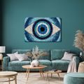 TABLEAU SUR TOILE – MOSAÏQUE BLEUE D’UN ŒIL - TABLEAUX PAR THÈME - TABLEAUX