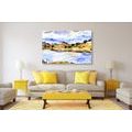 CANVAS PRINT VILLAGE BY THE RIVER - PICTURES OF NATURE AND LANDSCAPE - PICTURES