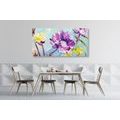 CANVAS PRINT PAINTING OF YELLOW AND PURPLE FLOWERS - PICTURES FLOWERS - PICTURES