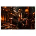 QUADRO SU TELA – SCHELETRO IN POLTRONA CON SIGARO - QUADRI HALLOWEEN E HORROR - STAMPE E QUADRI
