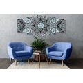 5-PIECE CANVAS PRINT MANDALA WITH AN INDIAN THEME IN LIGHT BLUE - PICTURES FENG SHUI{% if product.category.pathNames[0] != product.category.name %} - PICTURES{% endif %}