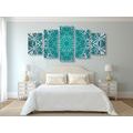 5-TEILIGES WANDBILD BLAU-WEISSE ROSETTE - BILDER MIT FENG SHUI-MOTIVEN - BILDER