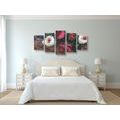 5-PIECE CANVAS PRINT FLORAL VINTAGE - PICTURES FLOWERS - PICTURES