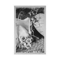 POSTER ROSE UND HERZ IN JUTE IN SCHWARZ-WEISS - SCHWARZ-WEISS - POSTER