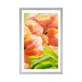 POSTER MIT PASSEPARTOUT ROTE TULPEN IM VINTAGE-DESIGN - BLUMEN - POSTER