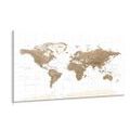 CANVAS PRINT BEAUTIFUL VINTAGE MAP OF THE WORLD WITH A WHITE BACKGROUND - PICTURES OF MAPS - PICTURES