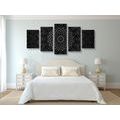 5-PIECE CANVAS PRINT VINTAGE MANDALA IN INDIAN STYLE IN BLACK AND WHITE - BLACK AND WHITE PICTURES - PICTURES