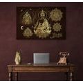 CANVAS PRINT GOLDEN MEDITATING BUDDHA - PICTURES FENG SHUI - PICTURES