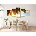 5-PIECE CANVAS PRINT SUNRISE ON A CARIBBEAN BEACH - PICTURES OF NATURE AND LANDSCAPE - PICTURES