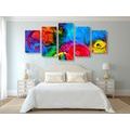 TABLEAU EN 5 PARTIES – ABSTRACTION PLEINE DE COULEURS - PEINTURES ABSTRAITES - TABLEAUX