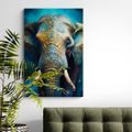 WANDBILD BLAU-GOLDENER ELEFANT - WANDBILDER MIT DEN HERRSCHERN DES TIERREICHS - BILDER