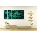 5-PIECE CANVAS PRINT FRESH TROPICAL LEAVES - STILL LIFE PICTURES - PICTURES