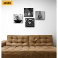 CANVAS PRINT SET FENG SHUI IN BLACK AND WHITE STYLE - SET OF PICTURES - PICTURES