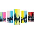 5-PIECE CANVAS PRINT OIL PAINTING OF A CITY - PICTURES OF CITIES - PICTURES