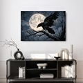 QUADRO SU TELA – CORVO AL CHIARO DI LUNA - QUADRI HALLOWEEN E HORROR - STAMPE E QUADRI
