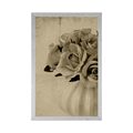 POSTER ROSES IN A VASE IN SEPIA - BLACK AND WHITE - POSTERS
