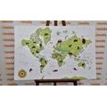 DECORATIVE PINBOARD MAP WITH ANIMALS - PICTURES ON CORK - PICTURES