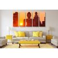 5-TEILIGES WANDBILD BUDDHA-STATUE INMITTEN VON STEINEN - BILDER MIT FENG SHUI-MOTIVEN - BILDER