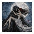 WANDBILD SKELETTLIEBE IM VOLLMONDLICHT - HALLOWEEN- UND HORROR-BILDER - BILDER