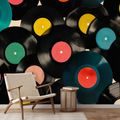 SAMOLEPILNA TAPETA PISANE RETRO VINILNE PLOŠČE - GLASBENE FOTOTAPETE - TAPETE