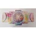 TABLEAU EN 5 PARTIES – MANDALA DANS UN STYLE INTÉRESSANT - TABLEAUX FENG SHUI - TABLEAUX