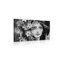 CANVAS PRINT ORIGINAL PAINTING OF A WOMAN IN BLACK AND WHITE - BLACK AND WHITE PICTURES - PICTURES