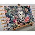 WANDBILD BUDDHA AUF EXOTISCHEM HINTERGRUND - BILDER MIT FENG SHUI-MOTIVEN - BILDER