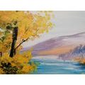 CANVAS PRINT OIL PAINTING OF A MOUNTAIN LAKE - PICTURES OF NATURE AND LANDSCAPE - PICTURES