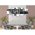 5-PIECE CANVAS PRINT LUXURIOUS ABSTRACTION IN BLACK AND WHITE - BLACK AND WHITE PICTURES - PICTURES