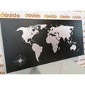 CANVAS PRINT MAP OF THE WORLD IN SHADES OF GREY - PICTURES OF MAPS - PICTURES